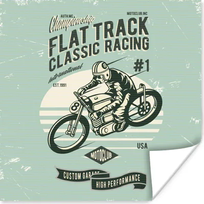 Produktbild von MuchoWow® Poster Motorrad - Rennen - Retro 30x30 cm - Wandposter - Printing