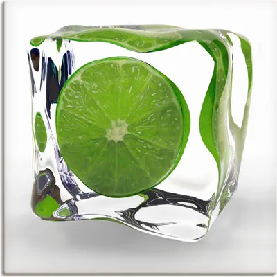 Produktbild von ARTland Leinwandbild Limette im Eiswürfel Größe: 40x40 cm