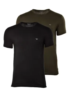 Obrázok produktu pre Emporio Armani 2-pack T-shirt men's round neck shirt half-sleeve - Black/Olive / Size: 7 (Size X-Large)
