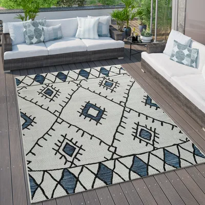 Produktbild von Outdoor Teppich Küchenteppich Balkon Terrasse Verschiedene Muster Farben Größen Grösse 160x220 cm