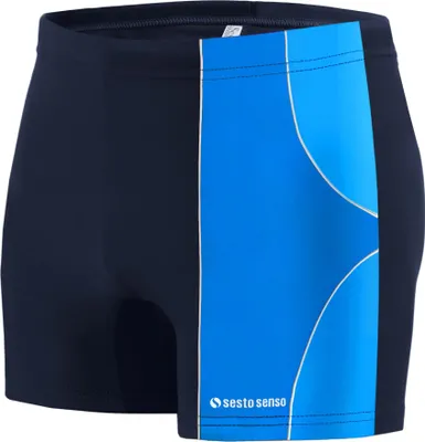 Produktbild von Sesto Senso Herren Badehose Sportlich wasserdicht zum Schwimmen enganliegende Bademode Größe L Blau