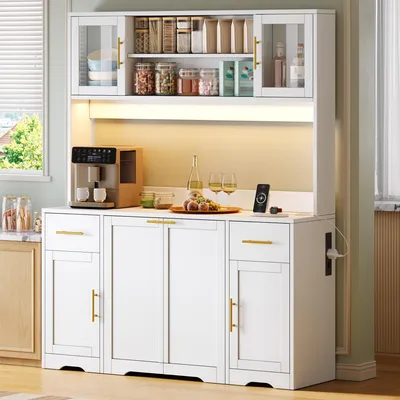 Obrázek produktu pro Kuchyňská skříň Flieks s pracovní deskou a zásuvkami, dvojitá skříňka na odpadky s výsuvnými koši, komoda 140x40x173 cm, bílá barva