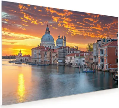 Produktbild von Küchenrückwand Spritzschutz Glas mit Motiv Venedig bei Sonnenuntergang 40 x 40 cm