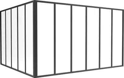 Zdjęcie produktu dla Narożne okno wewnętrzne z aluminium malowanego proszkowo na czarno, 180 x 150 x 105 cm (szer. x gł. x wys.) – BAYVIEW