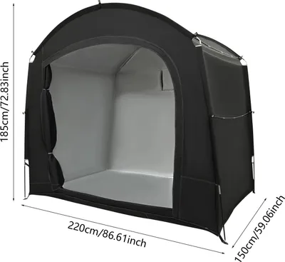 Produktbild von Outdoor Fahrrad Aufbewahrungszelt - Fahrradgarage / Motorradunterstand - Wasserdicht UV-beständig - für 3–4 Fahrräder/Motorräder - 220×150×185 cm - 210D Oxford - Schwarz
