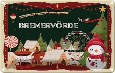 Produktbild von vianmo Blechschild 20x30 cm Weihnachten BREMERVÖRDE