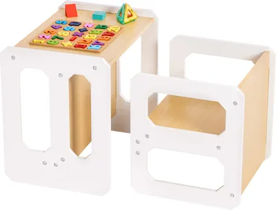 Produktbild von YORBAY Kindersitzgruppe Kindertisch 2 in 1 mit Sitzbank , Sitzgruppe für Kinder (Holz,Mittel)