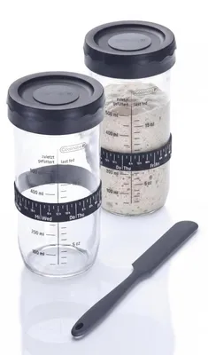 Produktbild von Coolinato Sauerteig Starter Set 2 x 730ml mit Silikon Spatel