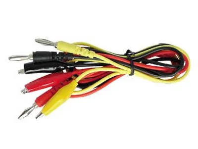 Produktbild von Velleman Messleitung, Set, 3 Stück, Bananenstecker 4 mm auf isolierte Krokodilklemme, Kabellänge 90