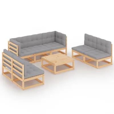 Immagine prodotto di vidaXL Set da giardino da 8 pezzi con cuscini in legno di pino massiccio