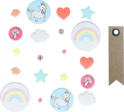 Produktbild von 20 Musterklammern - Regenbogen + 20 Wimpel Kraft Etiketten