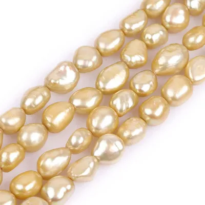 Produktbild von Perlen Champagnerfarben Süßwasser 8-9 mm 38,1 cm Natursteinperlen