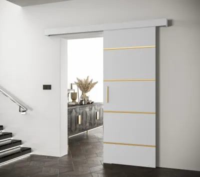 Obrázok produktu pre Posuvné dvere so zlatým úchytom SALOME 4 - 80 cm, biele