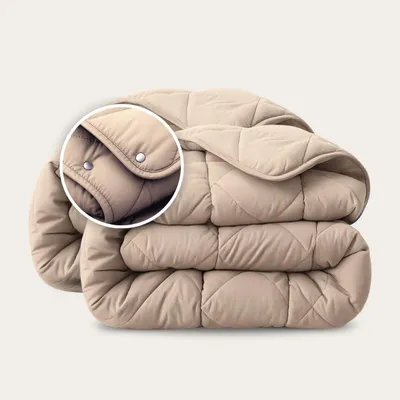 Produktbild von HappyBed - 140x200 cm - Waschbare Bettdecke ohne Bezug - Bedruckte Bettdecke ohne Bezug - Bettwäsche - Taupe