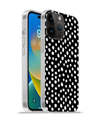 Produktbild von MuchoWow® Handyhülle Schutzhülle Hülle für Apple iPhone 14 Pro - Softcase Polka dots - Schwarz - Weiß Silikon Softcase Handy Hülle - Umschlag