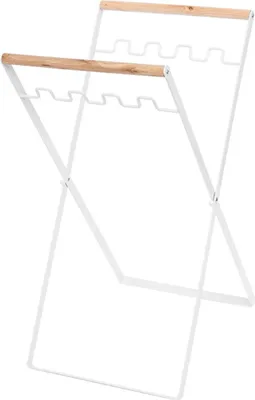Produktbild von Müllbeutelhalter aus Metall, tragbar, für den Außenbereich, Laubständer für Camping, Picknick, Küche, Weiß