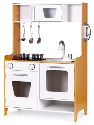 Image de Cuisine en bois pour enfants avec lumière et sons, marque ECOTOYS