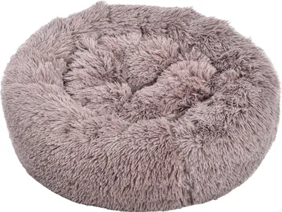 Produktbild von Dehner Hunde- und Katzenbett Cookie, Ø ca. 58 cm, Höhe ca. 14 cm, Polyester/Plüsch, hellbraun
