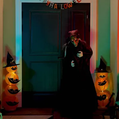 Produktbild von Möbel Halloween sprechende Hexe Lila 216 x 125 cm Polyester - Weihnachtsgirlanden 42020042