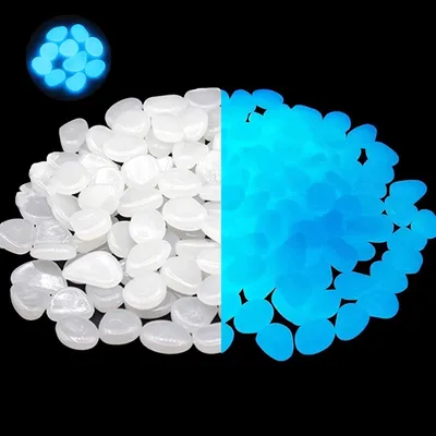 Produktbild von 300 Stück fluoreszierende Steine, künstliche fluoreszierende Kieselsteine, Dekorationssteine für Garten, Wege, Außendekoration, Aquarien, Gehwege