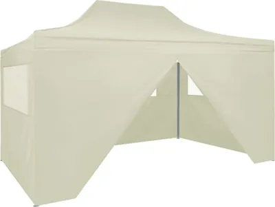 Produktbild von Profi-Partyzelt Faltbar mit 4 Seitenwänden 3×4m Stahl Creme