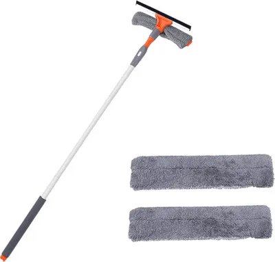 Obrázok produktu pre 2-balenie stieračov okien s teleskopickou rukoväťou, nastaviteľný čistič okien s funkciou rozprašovania vody + 2 utierky z mikrovlákna - WINDCLEANCLOTH