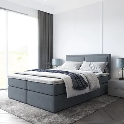Produktbild von Bett, Boxspringbett SUZI mit Bettkästen und T25 Topper, Doppelbett, Stauraum, Schlafzimmer, Polsterbett, 160x200 cm. (Dunkelgrau - Itaka 14)