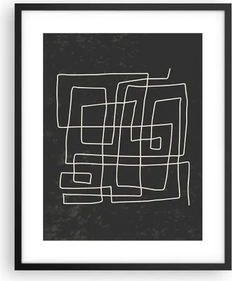 Produktbild von Gerahmtes Poster - Schwarzer Rahmen - Schwarzweiß Labyrinth Linie - 40x50 cm - Wand Bild - Wanddeko - Wandbilder - Kunstposter - Wandposter - Bilderrahmen - Bilder - Kunstdruck - P2BPA40x50-5110
