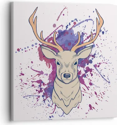 Produktbild von Bild auf Leinwand - Leinwandbild - Hirsch Abstraktion - 30x30cm - Wand Bild - Wanddeko - Wandbilder - Leinwanddruck - Bilder - Kunstdruck - Wanddekoration - Leinwand bilder - Wandkunst - AC30x30-3691