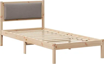 Zdjęcie produktu dla vidaXL Rama łóżka z wezgłowiem taupe 100 x 200 cm z litego drewna sosnowego