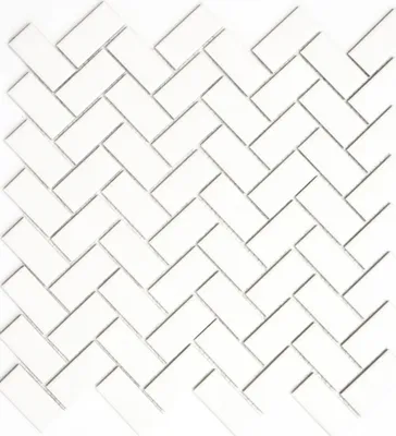 Produktbild von Handmuster Mosaik Fliese Keramik Fischgrät weiß matt Badewannenverkleidung MOS24-CHB05WM_m