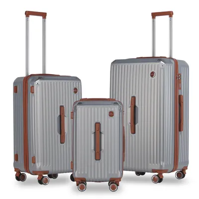 Produktbild von HOMELUX Reisekoffer Set 3-teilig | Kofferset 4 Rollen | Trolley Gepäck Koffer TSA Schloss | Hartschalenkofferset M-L-XL 1040 Silber