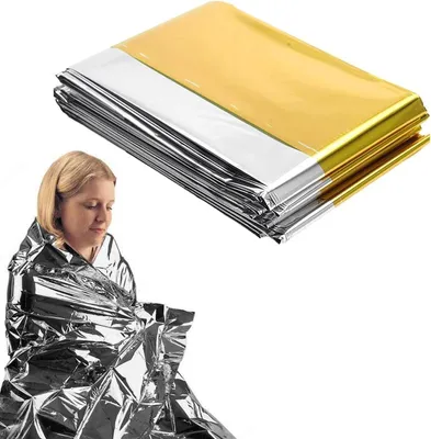 Productafbeelding van PolkaHome Reddingsdeken, 3 stuks, goud/zilver, nooddeken voor outdoor, wandelen, survival, robuust, scheurvast en waterdicht, 210 x 130 cm