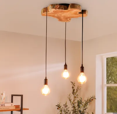 Produktbild von riess-ambiente Hängeleuchte HYPNOTIC 50cm natur Longan Massivholz Hängelampe Lampe Leuchte