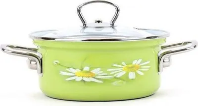 Produktbild von Emaille-Kasserolle mit Glasdeckel Daisy 16 cm 1,4 l
