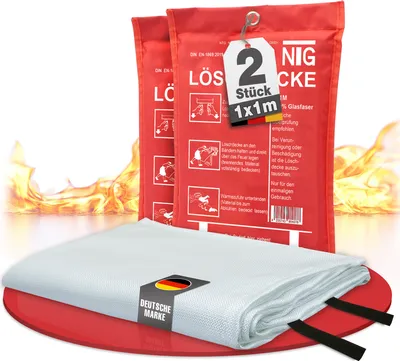 Produktbild von NTG Feuerlöschdecke 1 x 1 Meter aus 100% Glasfasergewebe #2er Set