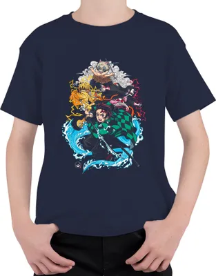 Obrázek produktu pro Kimetsu no Yaiba Tanjiro Nezuko Zenitsu Inosuke Anime Gift Uni dětské tričko, námořnická modrá, 128