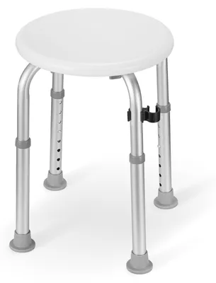 Produktbild von Duschhocker Duschsitz Badhocker - 34 bis 52 cm - Höhenverstellbar - Aluminium - Rutschfeste Gummifüße
