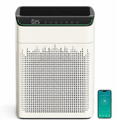 Image de Purificateur d'air blanc éclatant - 18 watts - 340 m³/h (CADR) - Filtre HEPA - Pour les grandes pièces jusqu'à 157 m²