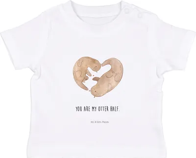 Produktbild von Mr. & Mrs. Panda  T-Shirt Otter Herz 12. - 18. Monat - Weiß - Geschenk, Hochzeitstag, Baby, Kinder, Öko, Babyshirt, Liebe, Shirt