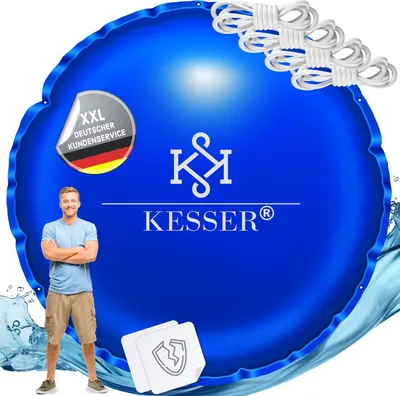 Produktbild von KESSER® Poolkissen ⌀ 400cm Poolabdeckung Überwinterung Pool Abdeckung Luftkissen PVC wasserdicht & UV-beständig mit 4x Seilen Rund / Blau