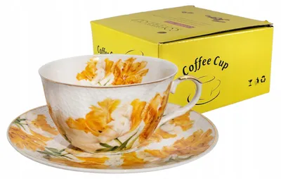 Zdjęcie produktu dla FILIŻANKA 230ml Kwiaty złoty brzeg Cienka Porcelana Kwiaty Yamasen