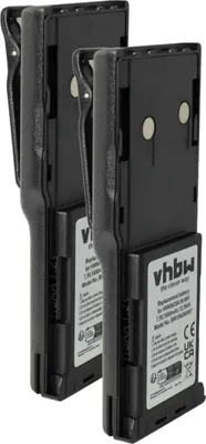 Produktbild von vhbw 2x Akku Ersatz für Motorola HNN9701A, HNN9808B, HNN9628R, HNN9628B, HNN9628C für Funkgerät, Walkie Talkie (1800 mAh, 7,5 V, NiMH) + Gürtelclip