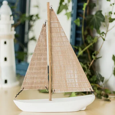 Produktbild von Dekoratives Segelschiff, Einmaster zur maritimen Gestaltung, Yolle aus MDF