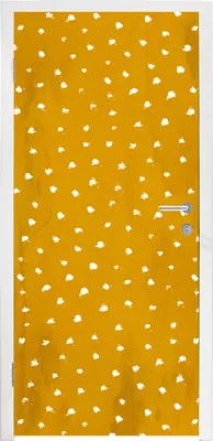 Produktbild von MuchoWow® Türtapete Selbstklebende Türfolie Tupfen - Orange - Weiß 95x235 cm Türposter Türaufkleber Klebefolie Türklebefolie - XXL-Poster - Türtapeten - Türplakaten