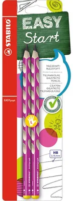 Obrázek produktu pro Ergonomická trojhranná tužka pro leváky - STABILO EASYgraph v růžové barvě - balení 2 kusů - tvrdost HB