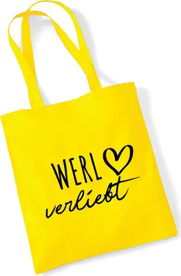 Produktbild von Huuraa Jutebeutel Werl verliebt 10 Liter Yellow Baumwolle Tasche Geschenkidee