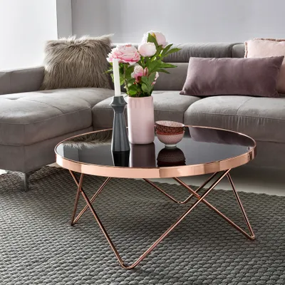 Produktbild von Couchtisch WL5.248 Glas ø 82 cm Metall Wohnzimmertisch