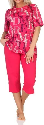 Produktbild von Normann Damen kurzarm Capri Schlafanzug Shorty Pyjama - auch in Übergrössen ; pink , 36