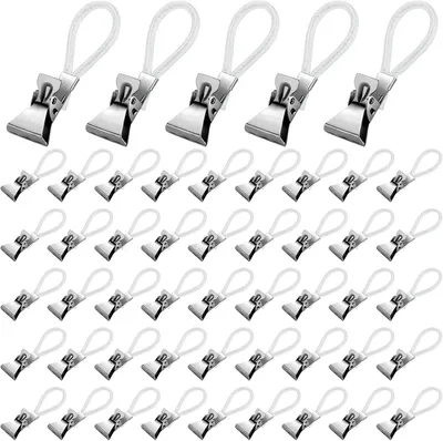 Produktbild von 50 Geschirrtuch-Clips und Handtuchklammern zum Aufhängen mit Schlaufe, Haken und Handtuchhalter für Küche, Bad und Haushalt